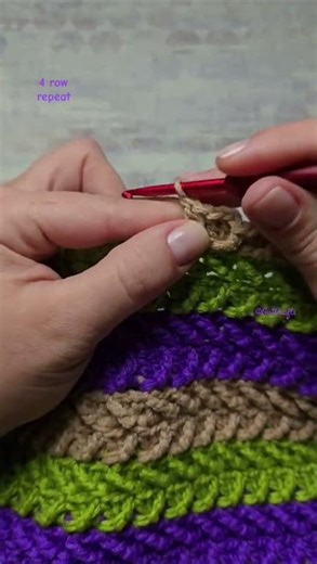 Front Post Treble Crochet Cross Stitch Pattern |4 row repeat #crochettutorial #easycrochet #knitting