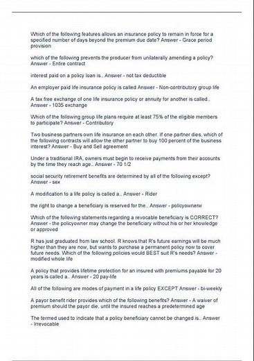 NJ Life Producer Exam Insurance and Laws Questions With 100% Correct Answers pdf