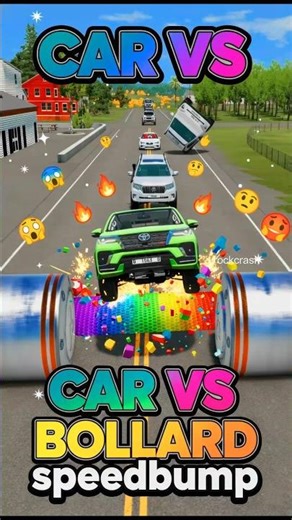 car vs bollard speedbump beamng -20 #shorts Fortuner?