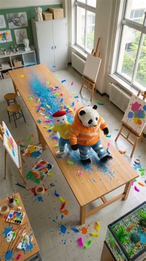 Panda + Cat + Tape = CHAOS 🤣