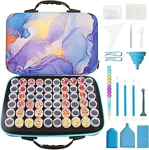 TAVOLOZZA Diamond Art Storage Case, 60 Slots, Diamond Painting Organizer, Art Storage Case, Diamond Painting Storage Box for Painting Supplies and Accessories