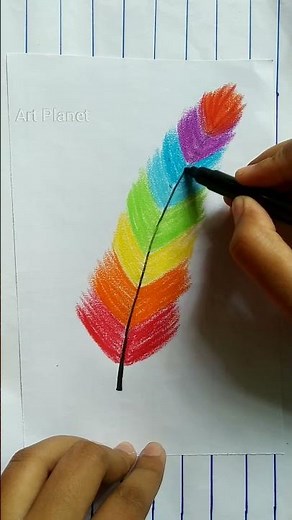 Colourful Bird feather oil pastel drawing step by step #art #draw