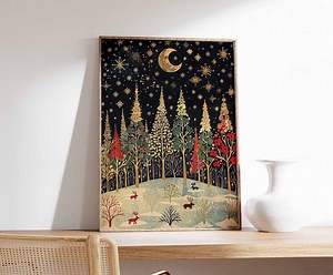 Christmas Poster, Christmas Wall Art, Festive Decor, Winter Art, Winter Poster, Reindeer Print, Snow Art, Christmas Tree Art, Christmas Art - Etsy