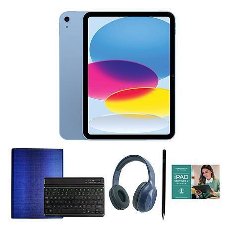 Apple iPad 10.9" 10th Gen Blue 256GB with Keyboard and Headphones | HSN