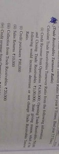 . (Trade Receivables Turnover Ratio)Calculate Trade Receivable... | Filo