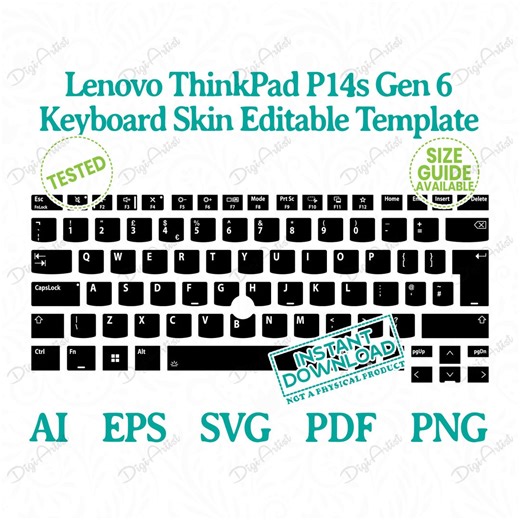 Lenovo Thinkpad P14s Gen 6 2026 in English Layout Keyboard Skin Editable Template by Digiartist Store in Instant Digital Download, DS418 - Etsy Canada