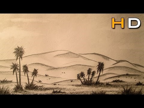 How to Draw a Desert Landscape with pencil Step by Step - Timelapse