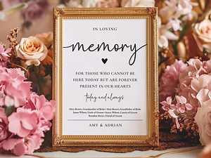In Loving Memory Sign, Minimalist Wedding Memorial Table Sign, Wedding in Loving Memory Signs, Canva Editable and Printable Template - Etsy