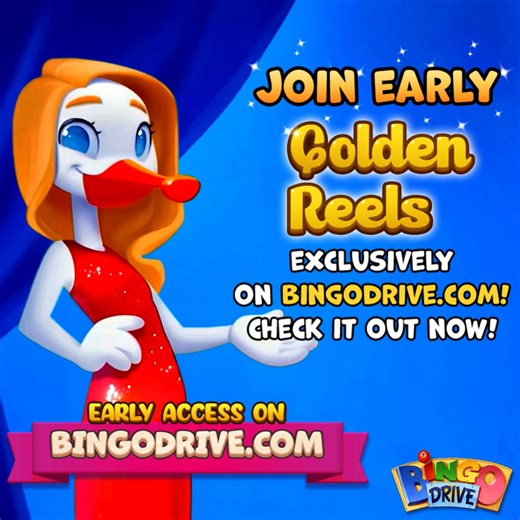 ✨ Daubers! Early access is back - only on Bingodrive.com! ✨ Check out this week's new Room, Golden Reels, on any PC NOW! ▶️ Click here to play: play.bingodrive.com Don't forget that all purchases made on Bingodrive.com give you an added 10% BONUS! 🤩 Like and Share the NEWS! | Bingo Drive