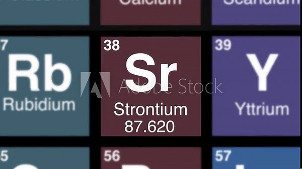 38 zoom on Strontium element on periodic table Stock Video