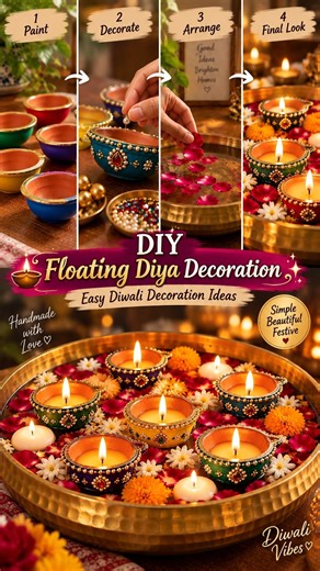 DIY Floating Diya Decoration 🪔✨ | Easy Diwali Decoration Ideas | Handmade Diya Craft