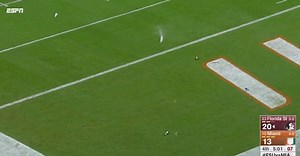 Miami fans trash the field after controversial targeting call