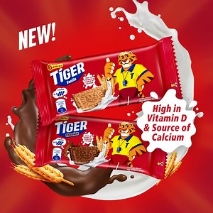 New Tiger: Helps give strength to kids! With Vitamin D and calcium. | Tiger Biscuits