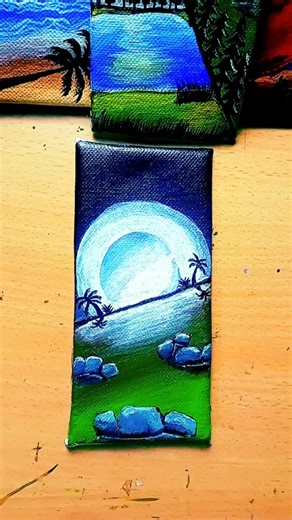 Full moon scenery Making #acrylicpainting#acrylicscenery#fullmoon#moon#watercolorpainting#bigguy