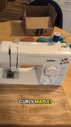 Husband made a sewing machine extension table from curly maple wood for my Christmas gift #woodwork