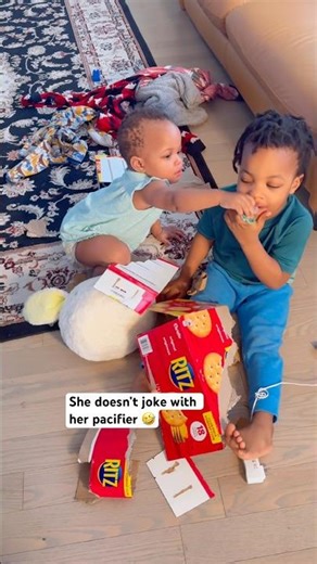 She doesn’t joke with her pacifier