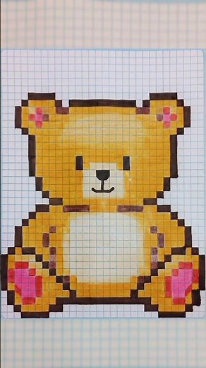 Drawing a cute pixel bear 🧸✨ Watch step by step! Subscribe for more! 💖#pixelart #pixelbear #shorts