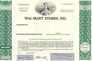 Shop Walmart Stock Certificates | Buy One Share of Walmart