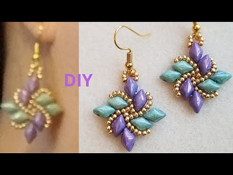 Diamond Duo Fan How to make DIY Beading Tutorial Beaded Earrings Beaded Jewelry