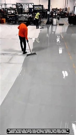 Spreading epoxy coating on flooring using Work tool epoxy floor squeegee #tool #worktool