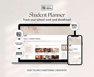 Aesthetic Notion Template Student Planner All-in-one College Dashboard Assignment & Study Organizer ADHD Notion University College Planner - Etsy
