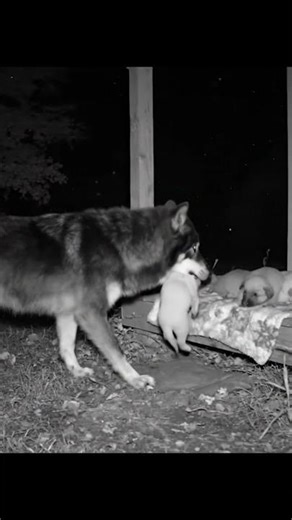 Wolf Protects a Litter of Puppies – Heartwarming AI Wildlife 🐾🌙
