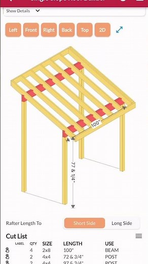 How to build a single slope roof the RedX Roof App!#framing #roofconstruction #framingconstruccion