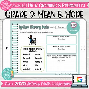 Mean & Mode Grade 3 2020 Ontario Math- DIGITAL Google Slides :Strand D Data