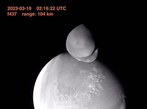 The Planetary Society on Instagram: "Hi Deimos 🥹 This is the 1st detailed look at Mars’ most mysterious moon Deimos - the smaller of the red planets two moons. The United Arab Emirates Space Agency’s, Hope Mars Mission, captured these views of Deimos during a flyby on March 10, 2023. The spacecraft’s closest approach brought it within 100km of the Martian moon revealing new details and data suggesting Deimos came from Mars itself, which is another step forward in resolving a long-standing debat