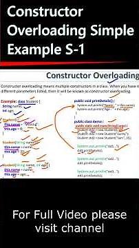 Simple Example to Understand Constructor Overloading | Constructor Overloading Example