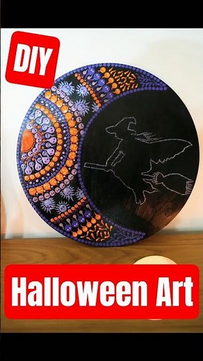 How to paint Halloween Dot Art. Easy witch and spider web and ghost and pumpkin #shorts #viralreels