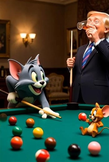 Tom and Jerry Visit Trump | Hilarious Snooker & Fun Moments #tom and Jerry #trumpet