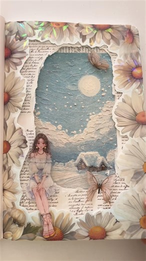 White flowers and blue sky #diy #art #journaling #aesthetic #scrapbooking