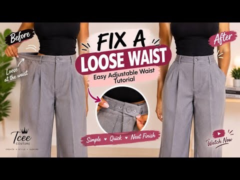 How to Fix a Loose Waist on Your Pants | Easy Adjustable Waist Tutorial ✂️🧵