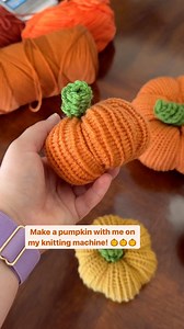 2.3K views · 50 reactions | Making pumpkins on a knitting machine is so easy and fun! Find the tutorial on my blog and YouTube #knitting #knittingaddict #knittingmachine #pumpkins #knitpumpkin #knittingmachinequeens #knitmachine | Okie Girl Bling'n'Things | Facebook