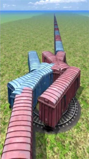 Crazy Dangerous Train Crossing On Bumpy Railroad 🤯🔥 BeamNG Train simulator 3D #shorts