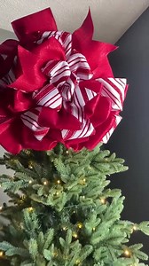 Candy Cane Christmas Tree Topper Bow, Glittery Red and White - Etsy Canada