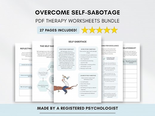Self Sabotage Worksheets: Self Esteem & Confidence Building (printable/fillable) - Etsy