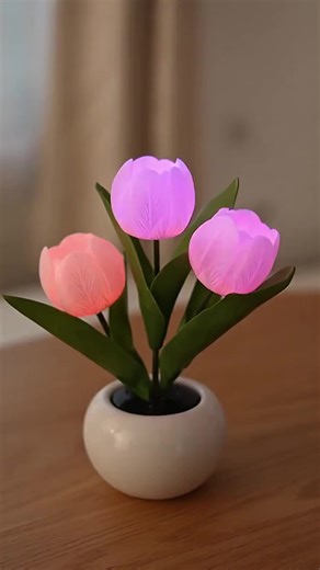 Tulip Lamp LED Simulation Tulip Nightlight with Vase Table Lamp Decor...