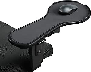 Ergonomic Adjustable Arm Rest Mouse pad for Chair, Mouse Extension Platform Tray with Mouse Baffle to Prevent Falling, Attaches to Chair, Black (Black（YYLL8326）)