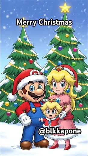 Super mario peach and baby family portrait #christmas #supermario #family