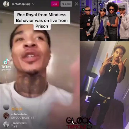 #RocRoyal from #MindlessBehavior went live yesterday for the first time in almost a year to thank his fans and supporters. He was sentenced to 2 years in 2016, no info on why he’s still in there today | Glock Topickz | Facebook