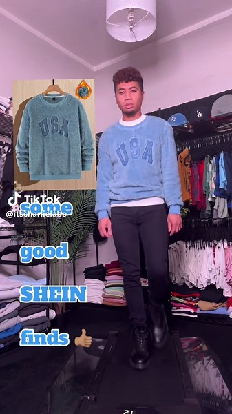 SHEIN Tops Review: Light Blue Teddy & Green Mesh Knit