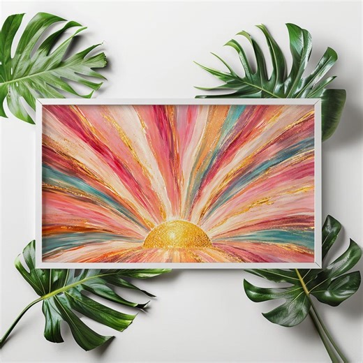 Radiating Sunburst of Gold and Color - Digital Art Print - Etsy