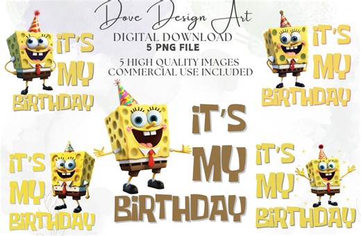 Mademark X Spongebob Squarepants PNG, It's My Birthday PNG Digital Download , Spongebob PNG , Instant Download , Transparent Png Download - Etsy