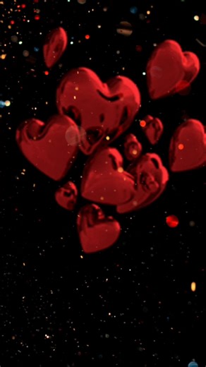 Heart-Shaped Balloons in a Starry Night Animation