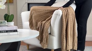 Luna Cable Knit Cotton Throw in Beige || 100% Cotton Throw || Cable-knit Throw in Beige || Classic Beige Throw - Etsy
