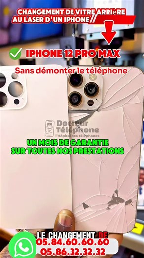 @hopitaledestelephones on Instagram: "📱🔧 RÉPARATION iPHONE 12 PRO MAX – TECHNOLOGIE DE POINTE & SAVOIR-FAIRE PROFESSIONNEL Votre iPhone 12 Pro Max est cassé, fissuré, présente un problème de batterie, de tactile, d’affichage ou de vitre arrière ? Un smartphone aussi performant mérite une réparation réalisée dans les meilleures conditions techniques, avec du matériel adapté et une véritable expertise. 👉 Chez DOCTEUR TÉLÉPHONE, chaque réparation est faite avec précision, méthode et professionna