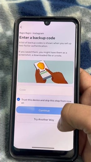 enter backup code instagram problem