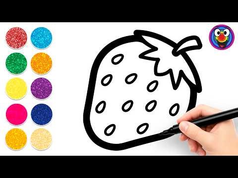 How to Draw a Strawberry 🍓 Easy & Fun Glitter Coloring for Kids | Million Glitters